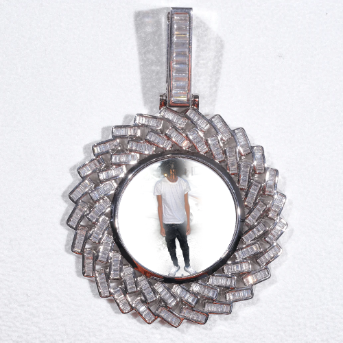 Large 3D Baguette Custom Picture Pendant