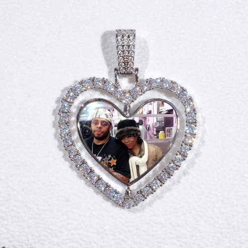 3D Spinning 2-Faced Heart Custom Picture Pendant