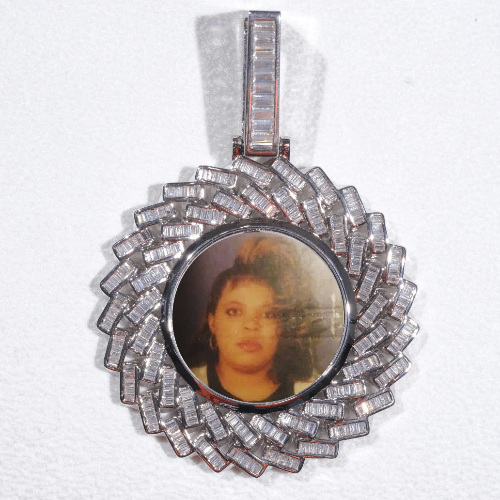Large 3D Baguette Custom Picture Pendant