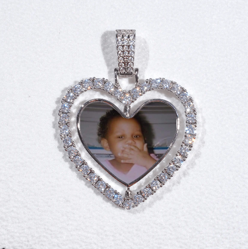 3D Spinning 2-Faced Heart Custom Picture Pendant
