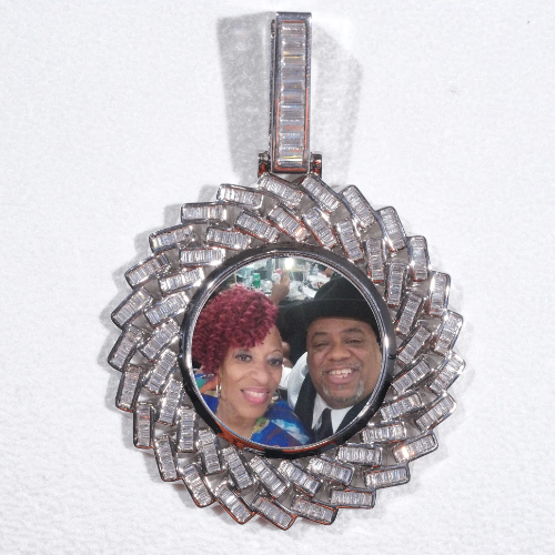 Large 3D Baguette Custom Picture Pendant