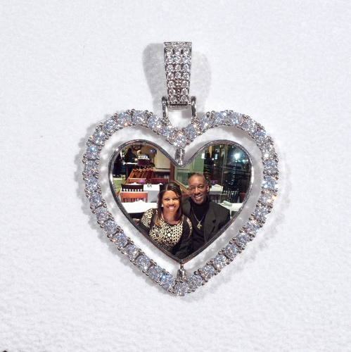 3D Spinning 2-Faced Heart Custom Picture Pendant