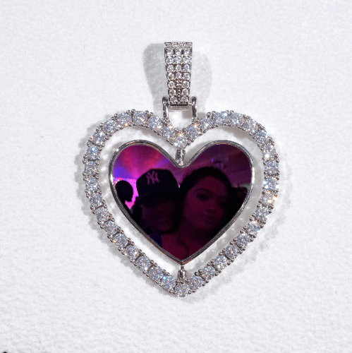 3D Spinning 2-Faced Heart Custom Picture Pendant