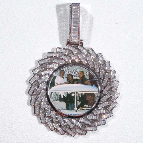 Large 3D Baguette Custom Picture Pendant
