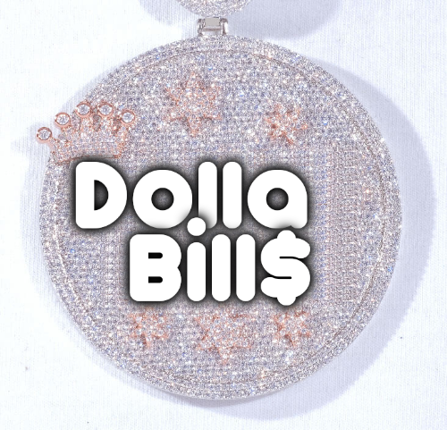 CUSTOM LETTER NECKLACE 3D BIG CROWN DISC