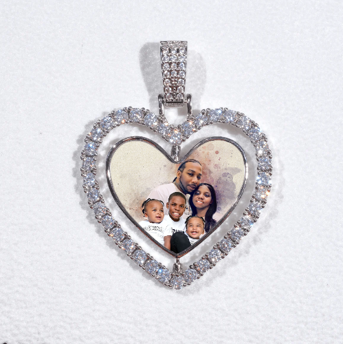 3D Spinning 2-Faced Heart Custom Picture Pendant