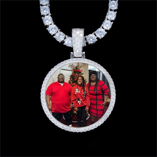 925S & VVS Moissanite 3D Circle Custom Picture Pendant
