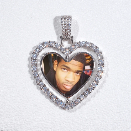 3D Spinning 2-Faced Heart Custom Picture Pendant
