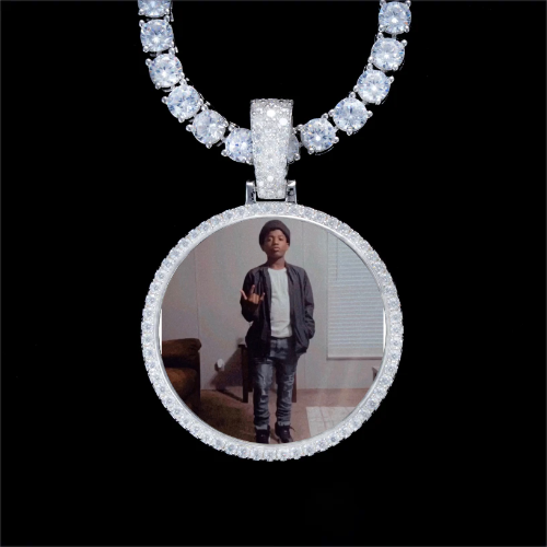 925S & VVS Moissanite 3D Circle Custom Picture Pendant