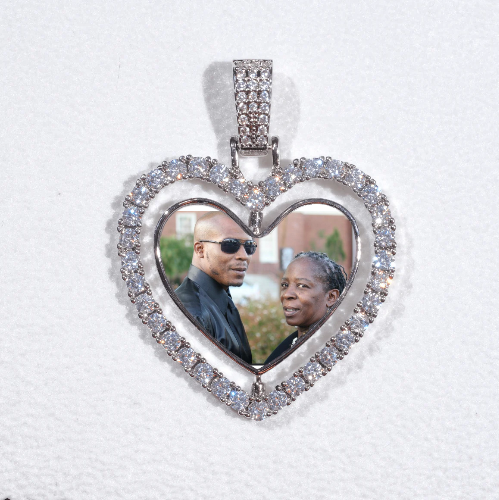 3D Spinning 2-Faced Heart Custom Picture Pendant