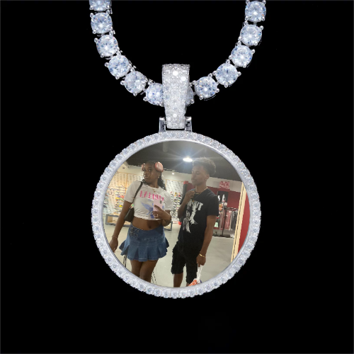 925S & VVS Moissanite 3D Circle Custom Picture Pendant