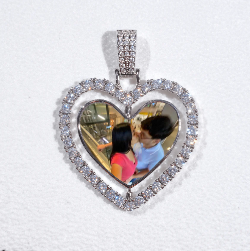 3D Spinning 2-Faced Heart Custom Picture Pendant