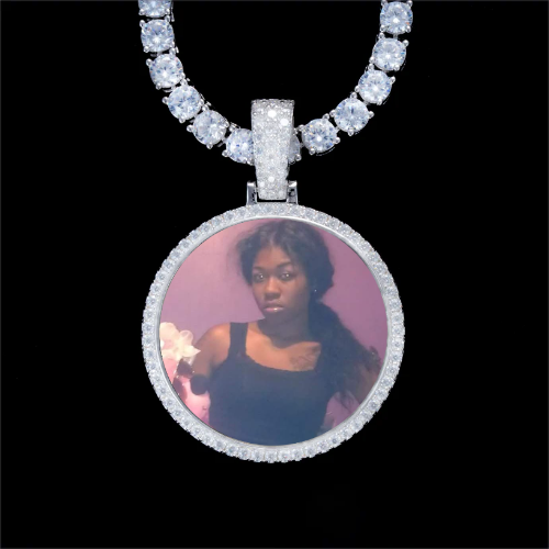 925S & VVS Moissanite 3D Circle Custom Picture Pendant