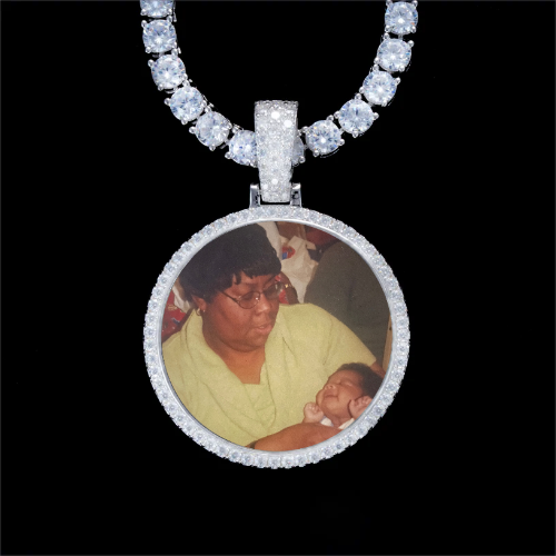 925S & VVS Moissanite 3D Circle Custom Picture Pendant