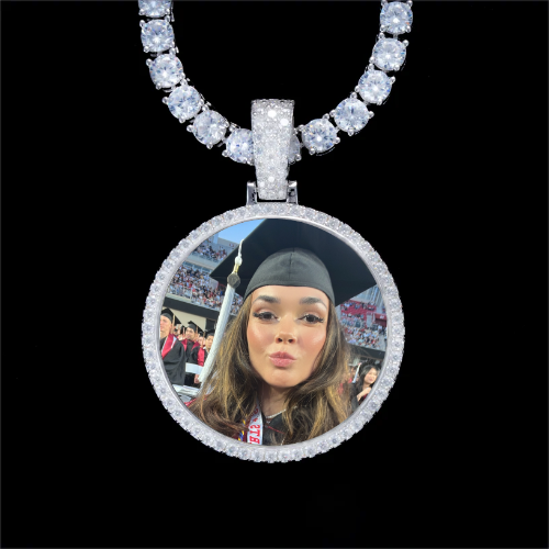 925S & VVS Moissanite 3D Circle Custom Picture Pendant