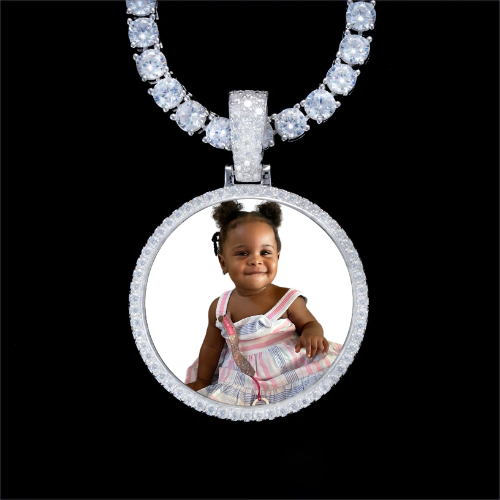 925S & VVS Moissanite 3D Circle Custom Picture Pendant