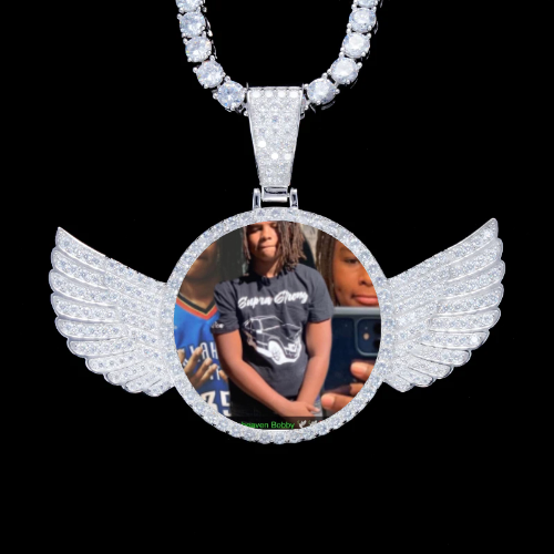 925S & VVS Moissanite 3D Wing Custom Picture Pendant