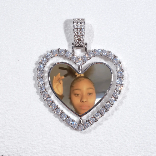 3D Spinning 2-Faced Heart Custom Picture Pendant