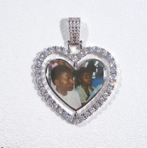 3D Spinning 2-Faced Heart Custom Picture Pendant