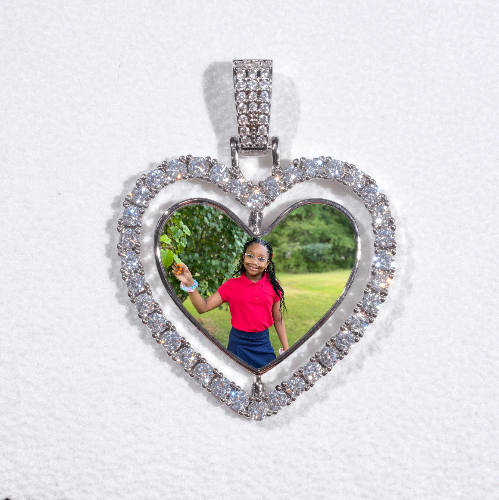 3D Spinning 2-Faced Heart Custom Picture Pendant