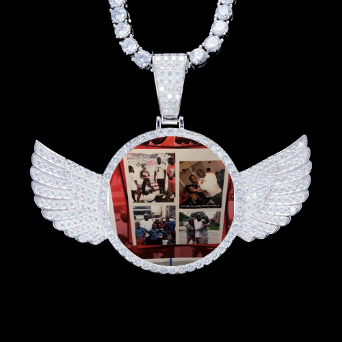 925S & VVS Moissanite 3D Wing Custom Picture Pendant