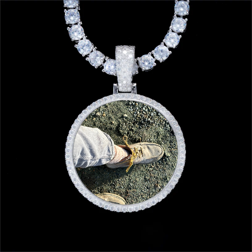 925S & VVS Moissanite 3D Circle Custom Picture Pendant