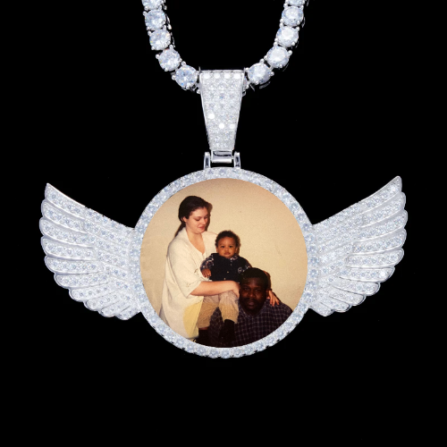 925S & VVS Moissanite 3D Wing Custom Picture Pendant