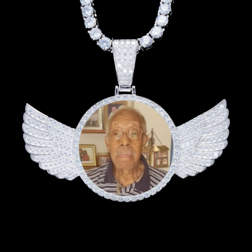925S & VVS Moissanite 3D Wing Custom Picture Pendant