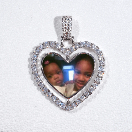 3D Spinning 2-Faced Heart Custom Picture Pendant