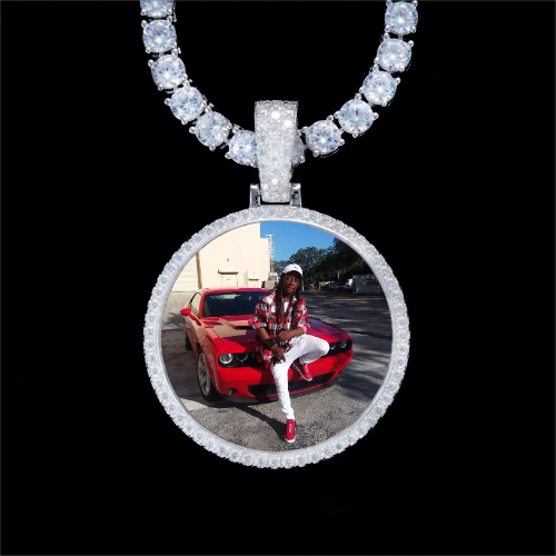 925S & VVS Moissanite 3D Circle Custom Picture Pendant