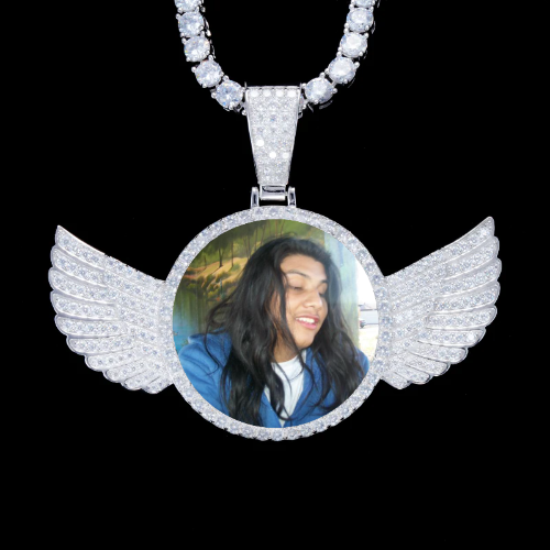 925S & VVS Moissanite 3D Wing Custom Picture Pendant