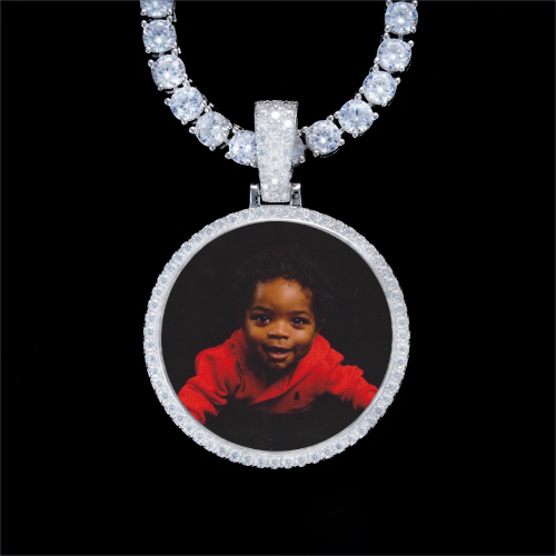 925S & VVS Moissanite 3D Circle Custom Picture Pendant