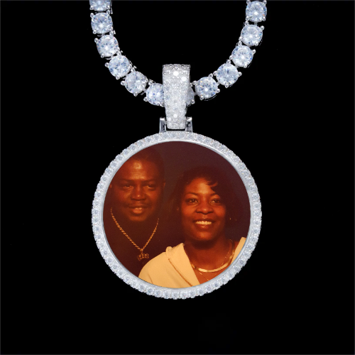 925S & VVS Moissanite 3D Circle Custom Picture Pendant