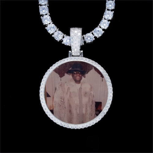 925S & VVS Moissanite 3D Circle Custom Picture Pendant