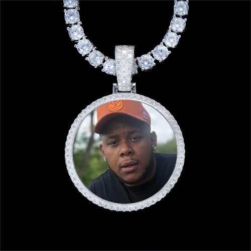 925S & VVS Moissanite 3D Circle Custom Picture Pendant