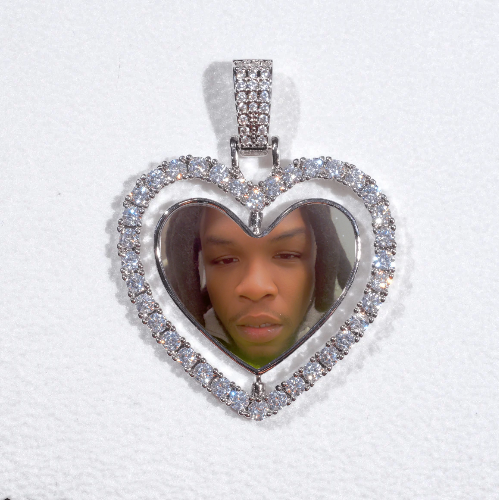 3D Spinning 2-Faced Heart Custom Picture Pendant