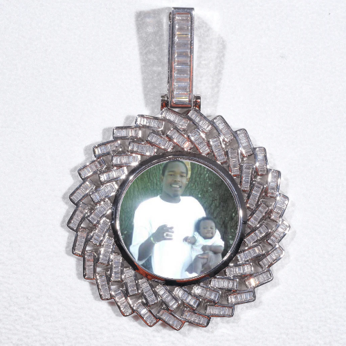 Large 3D Baguette Custom Picture Pendant