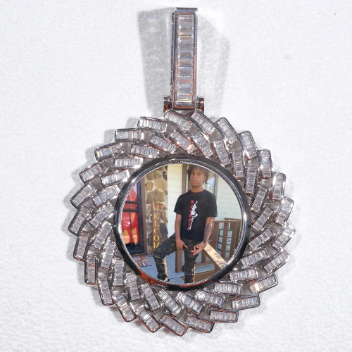 Large 3D Baguette Custom Picture Pendant