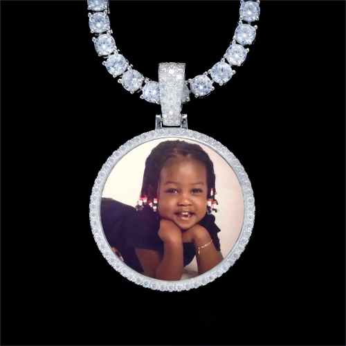 925S & VVS Moissanite 3D Circle Custom Picture Pendant