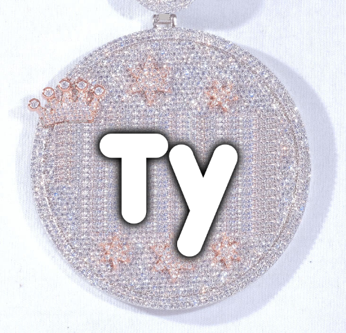 CUSTOM LETTER NECKLACE 3D BIG CROWN DISC