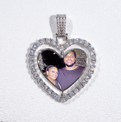 3D Spinning 2-Faced Heart Custom Picture Pendant