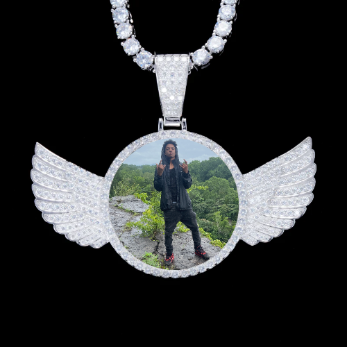 925S & VVS Moissanite 3D Wing Custom Picture Pendant
