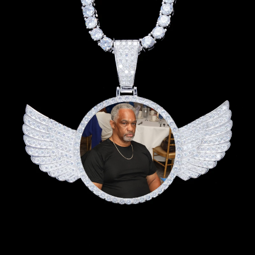 925S & VVS Moissanite 3D Wing Custom Picture Pendant