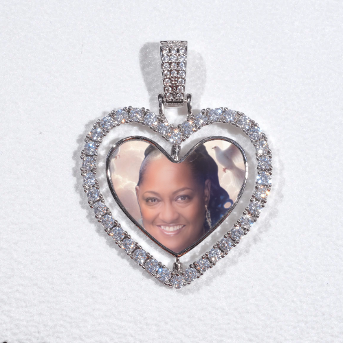 3D Spinning 2-Faced Heart Custom Picture Pendant