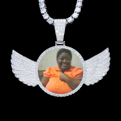 925S & VVS Moissanite 3D Wing Custom Picture Pendant