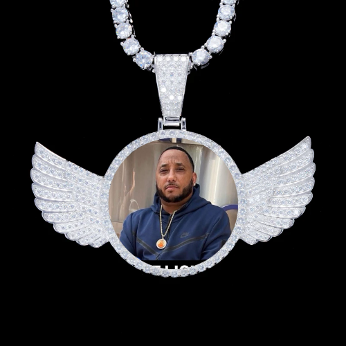 925S & VVS Moissanite 3D Wing Custom Picture Pendant