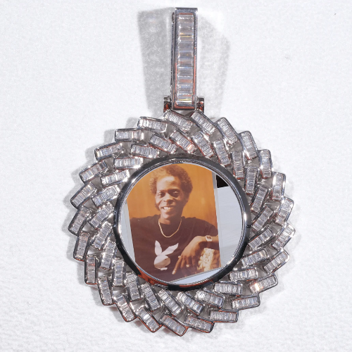Large 3D Baguette Custom Picture Pendant