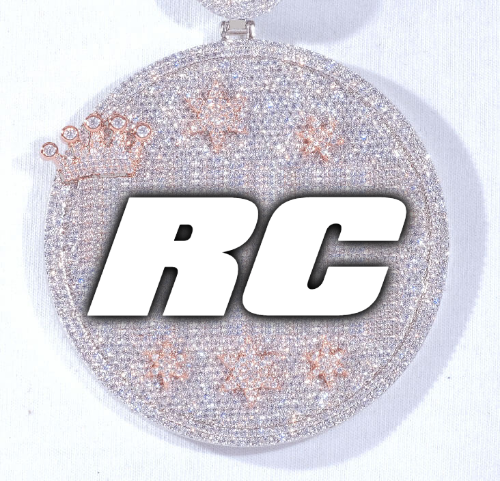 CUSTOM LETTER NECKLACE 3D BIG CROWN DISC