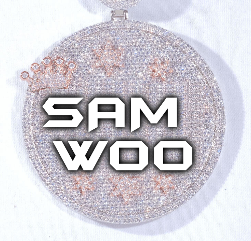 CUSTOM LETTER NECKLACE 3D BIG CROWN DISC