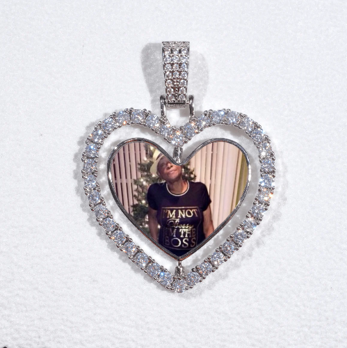 3D Spinning 2-Faced Heart Custom Picture Pendant
